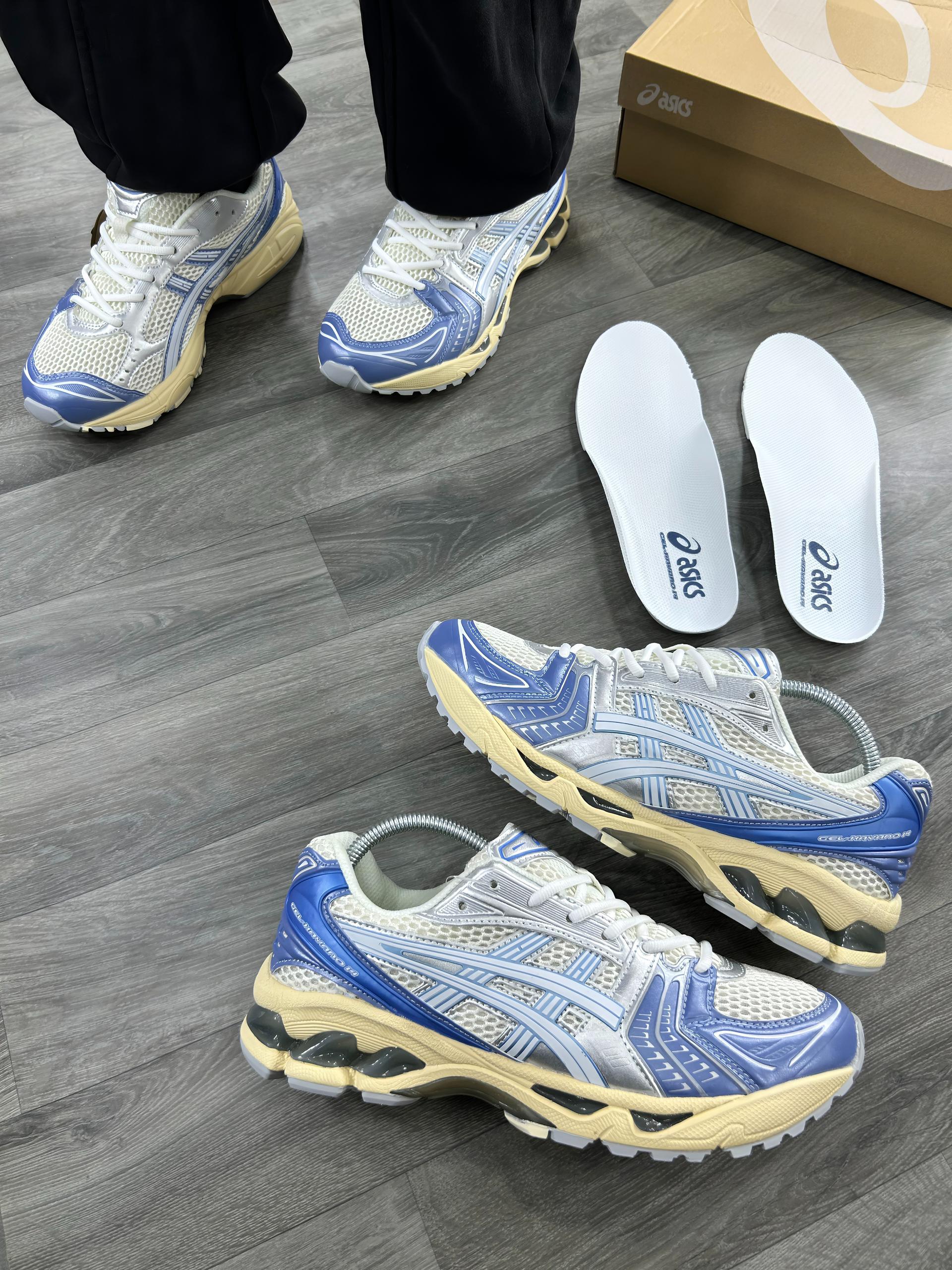 ASICS GEL KAYANO 14 ‘CREAM METALLIC DENIM BLUE’ SNKS”